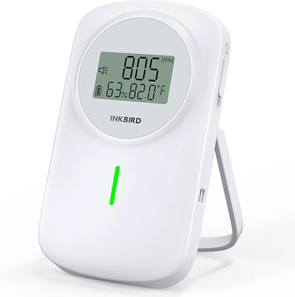 INKBIRD NDIR CO2 Detector Battery Powered | 3 in 1 CO2 Monitor Meter | Carbon Dioxide & Temperature & Humidity Air Quality Monitor Indoor | Dual Alarm System | for Home, Office, RV, Grow Tent (IAM-O2)