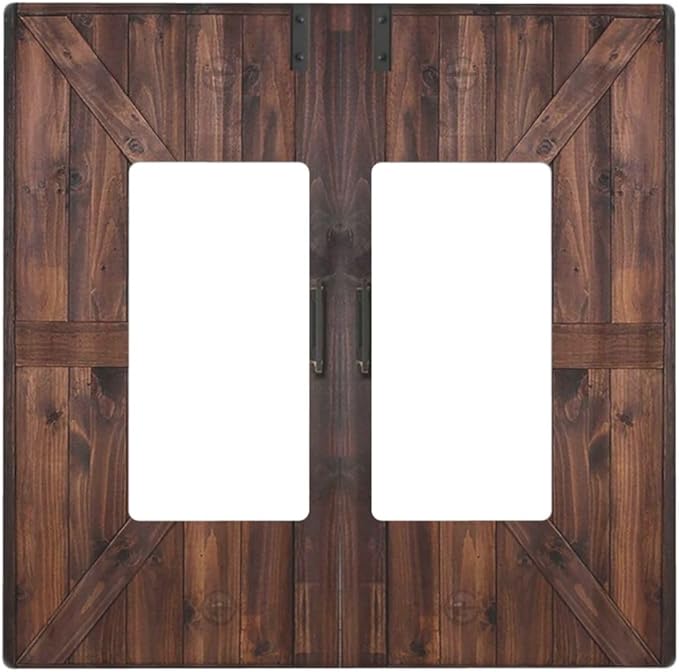 Decorative Outlet Covers Vintage Brown Farmhouse Barn Door 2 Gang Light Switch Cover Plate Double Rocker Wall Plates for Electrical Outlets Switch Plate Covers for Bedroom Home Decor