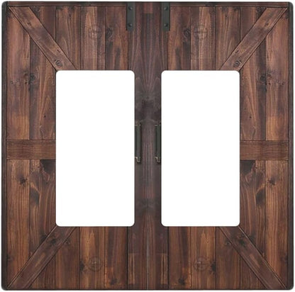 Decorative Outlet Covers Vintage Brown Farmhouse Barn Door 2 Gang Light Switch Cover Plate Double Rocker Wall Plates for Electrical Outlets Switch Plate Covers for Bedroom Home Decor