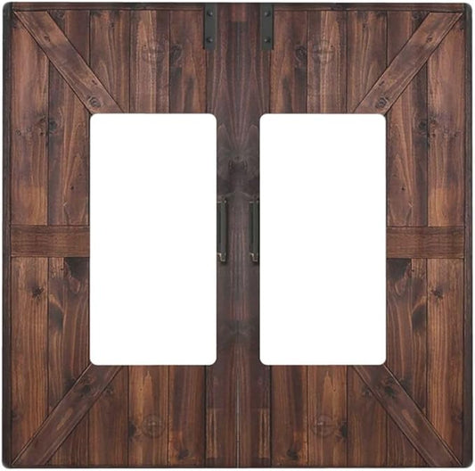 Decorative Outlet Covers Vintage Brown Farmhouse Barn Door 2 Gang Light Switch Cover Plate Double Rocker Wall Plates for Electrical Outlets Switch Plate Covers for Bedroom Home Decor