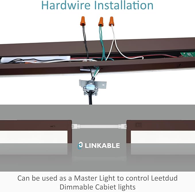 Under Cabinet Lighting Motion Sensor Hardwired, 24 Inch 12W Dimmable, 5 CCT 2700/3000/3500/4000/5000K, Eyes Care Design Linkable Under Counter Lights for Kitchen, Sink, ETL Listed, Bronze