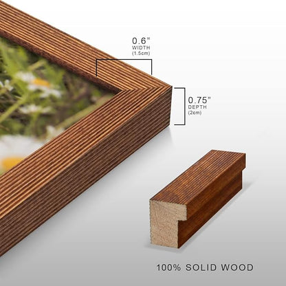 Renditions Gallery Set of 9, 8X10 Custom Photo Prints with Real Wood Picture Frames. Create Personalized Photos with Peel & Stick Photo Frames. Brown Frame
