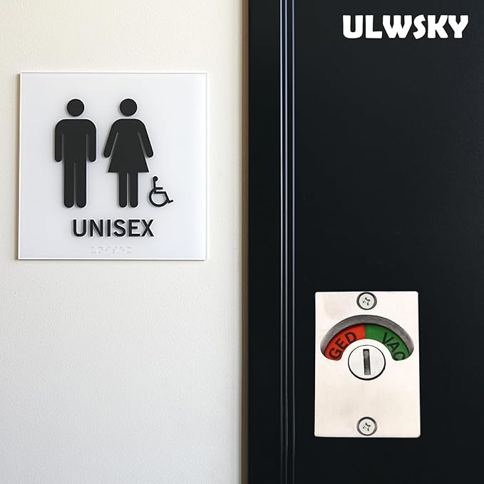 1Pack Silver Latch Indicator,Bathroom Stall Door Latch,Privacy Partition Lock with Occupancy Indicator for Public Toilet Stall Door