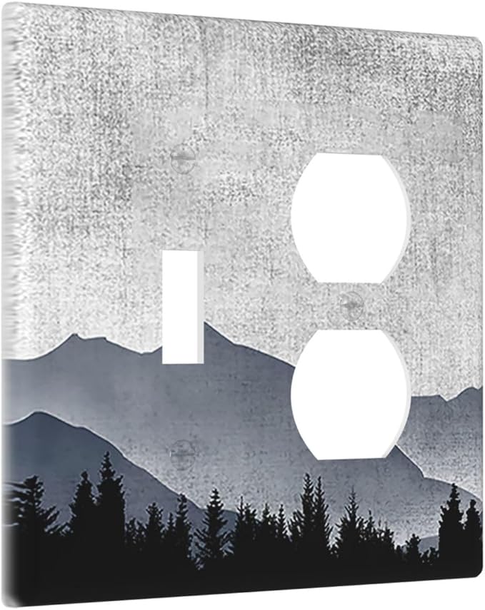 Wallplates Natural Landscape Mountains Pine Trees 1 Toggle 1 Duplex Switch Plate Electrical GFCI Faceplate Decorative Light Switch Covers for Bedroom living Room Decor