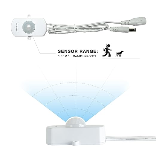 Sensky BS010W DC 12v to 30v PIR Motion Activated Sensor Switch DIY LED Lighting (Delay Time, Sensor Distance Adjustable)