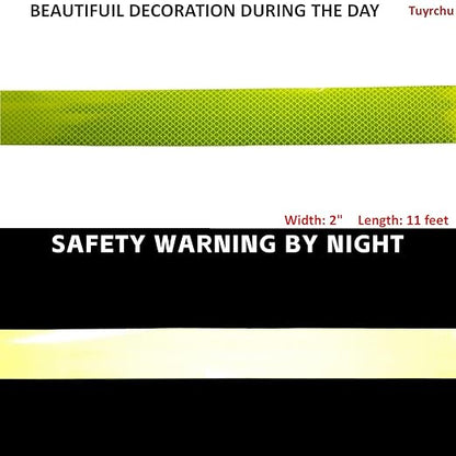 Non Fading Fluorescent Yellow Reflective Tape Outdoor Waterproof 2 inch, High Visibility Warning Safety Industrial Marking Tape (11 feet)