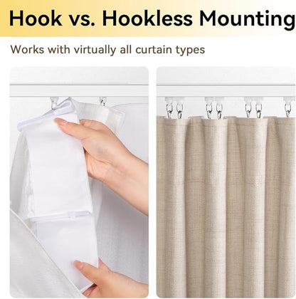 Curtain Track, Ceiling Curtain Track for Room Divider, Ceiling Mount Rail Set with Roller Hooks, White, 18ft - 24ft