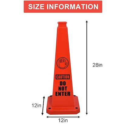 OrangeStar 3-Pack 28" Do Not Enter Cones, Large 4-Sided No Entry Message Safety Cones with Heavy Rubber Base for Indoor Outdoor Use, Traffic Control, Security, Warehouse Safety