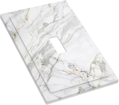Decorative Light Switch Cover Plate Gray Gold Marble Abstract Modern Luxury 1 Gang Single Toggle Wall Plate Electrical Outlet Covers Decorate Switch Plate Cover for Bedroom Home Decor
