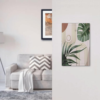 Decorative Light Switch Plate Covers Boho Mid Century Abstract Arch Green Leaves 1 Gang No Device Single Blank Outlet Covers Wall Plate Light Switch Cover Plate for Bedroom Home Decor