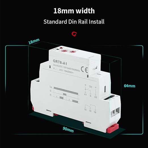 GEYA Delay On Single Function Time Relay 1 Output 16A Electronic Adjustable Power ON Timer Delay Relay Rail Modular(GRT8-A1,AC/DC12V-240V)