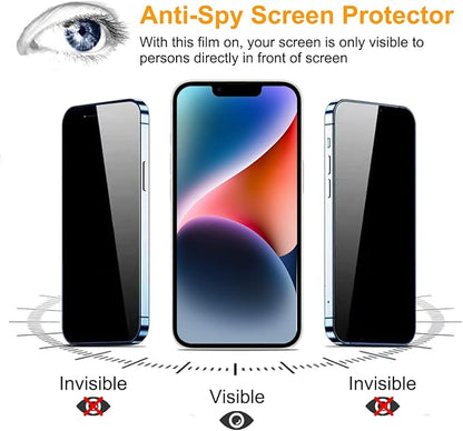 PEHAEL 2+2Pack for iPhone 14 Plus Privacy Screen Protector with Camera Lens Protector Full Coverage Anti-Spy Tempered Glass Film 9H Hardness Easy Installation Bubble Free [6.7 inch]