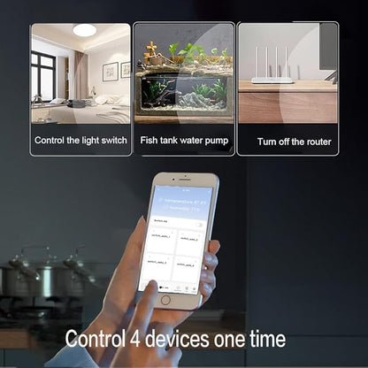 Tuya 4CH WiFi Switch 7-32V Smart Temperature and Humidity Sensor, Dry Contact, Remote Application Control and Monitoring Function, Voice Control, Smart Scene, Compatible with Alexa and Google Home