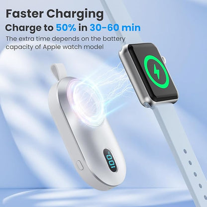 [2-Pack]Portable Charger for Apple Watch Series,Compact Wireless Magnetic iWatch Charger,2800mAh Fast Charging Power Bank for Apple Watch Series 10/9/8/7/6/SE/5/4/ 3/2/1/Nike/Ultra/Ultra 2-Black+White
