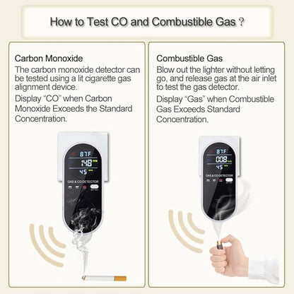 Plug in Carbon Monoxide and Natural Gas Detector, Combination Gas & Carbon Monoxide Detectors for Travel with Temperature Humidity Display, 4 in 1 CO and Gas Detector for Home/Travel(1 Pack)