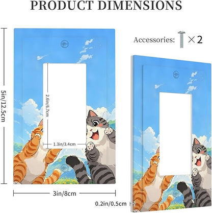 Decorative Outlet Covers Orange Gray Cute Cat Sky Cloud Cat S Paw 1 Gang Single Rocker Light Switch Cover Plate Wall Plates Gfci Faceplate For Kids Room Nursery Decor