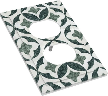Green Luxury Modern Cubic Marble Cubic Marble Duplex Outlet Decorative Light Switch Covers Electrical Faceplate Switch Plates for Bathroom Kitchen Home