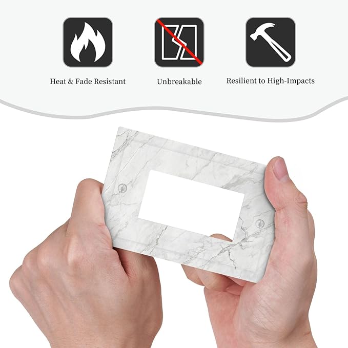 Decorative Outlet Covers Marble Granite White And Grey 1 Gang Single Rocker Light Switch Cover Plate Wall Plates GFCI Faceplate for Home Bedroom Decor