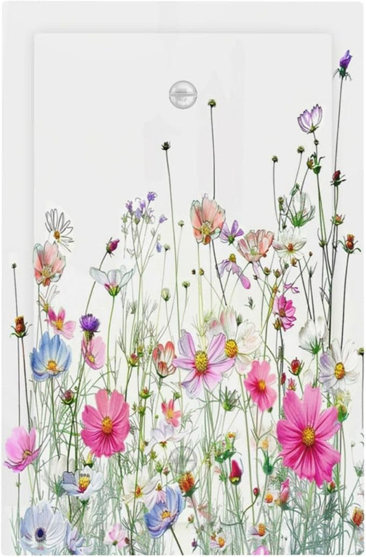 Light Switch Cover Plate Boho Colorful Flowering Plant Wild Flower 1 Gang No Device Blank Electrical Wall Plates Faceplate Decorative Switch Plate For Bed Room Living Room Decor