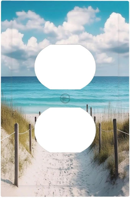 Decorative Outlet Covers Coastal Beach Ocean Seaside View 1 Gang Duplex Light Switch Cover Plate Unique Wall Plates for Electrical Outlets Switch Plate Covers for Bedroom Home Decor