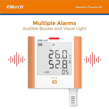 Elitech Digital Temperature Humidity Data Logger Medical Refrigerator Thermometer Vaccine Fridge Temperature Monitor Max Min Value, GSP-8, 10 Pack