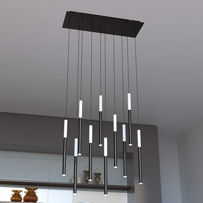 ALTAIR 10 Mini Pendant Lighting White-Black - LED Hanging Light Fixture for Kitchen Island, Bar, Foyer - Cluster Pendants - Dimmable, Adjustable Wire, Lamp Bulb Included