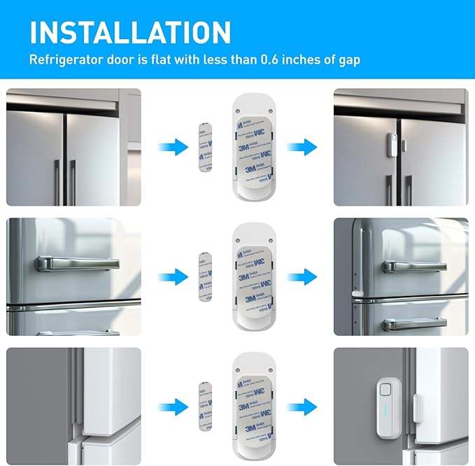 DAYTECH Refrigerator Door Alarm Freezer Door Left Open Alarm with Delay 1/2/3/4 mins Window Door Ajar Alarm Fridge Alarm 0 to 120 dB for Freezer Home Store Business Office 3 Sets White