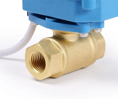 U.S. Solid Motorized Ball Valve- 1/4" Brass Ball Valve with Full Port, 9-24V AC/DC and 2 Wire Auto Return Setup