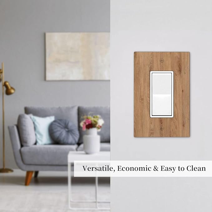Decorative Outlet Covers Vintage Rustic Wood Color Brown Wood Grain 1 Gang Single Rocker Light Switch Cover Plate Wall Plates GFCI Faceplate for Farmhouse Cabin Decor