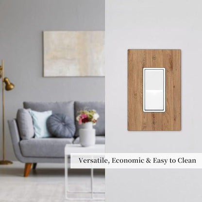 Decorative Outlet Covers Vintage Rustic Wood Color Brown Wood Grain 1 Gang Single Rocker Light Switch Cover Plate Wall Plates GFCI Faceplate for Farmhouse Cabin Decor