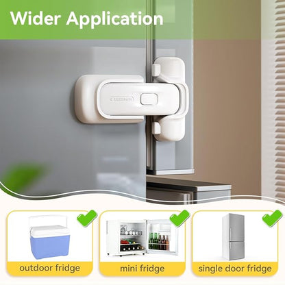 EUDEMON 1 Pack Refrigerator Lock, Child Proof Fridge & Freezer Lock for Kids & Toddlers, Easy to Install,no Tool Need or Drill (White)