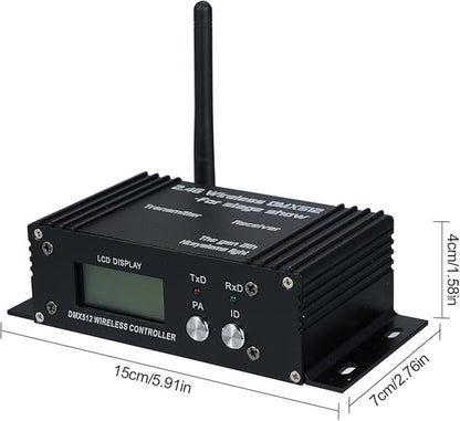 LIXADA DMX512 2.4G Wireless Controller Transmitter Receiver Adjustable Repeater Lighting Controller LCD Display Power 35 Groups ID Coding for Party DJ Show Club LED Stage Disco KTV Stage Light