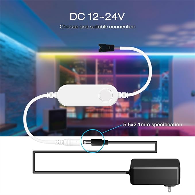 GLEDOPTO WLED ESP32 Mini LED Strip Controller DC12-24V RGB IC Digital with Mic Sound Mode Dynamic Lighting DIY for WS2811 WS2812 WS2812b SK6812 WS2815 Addressable FCOB LED Strip