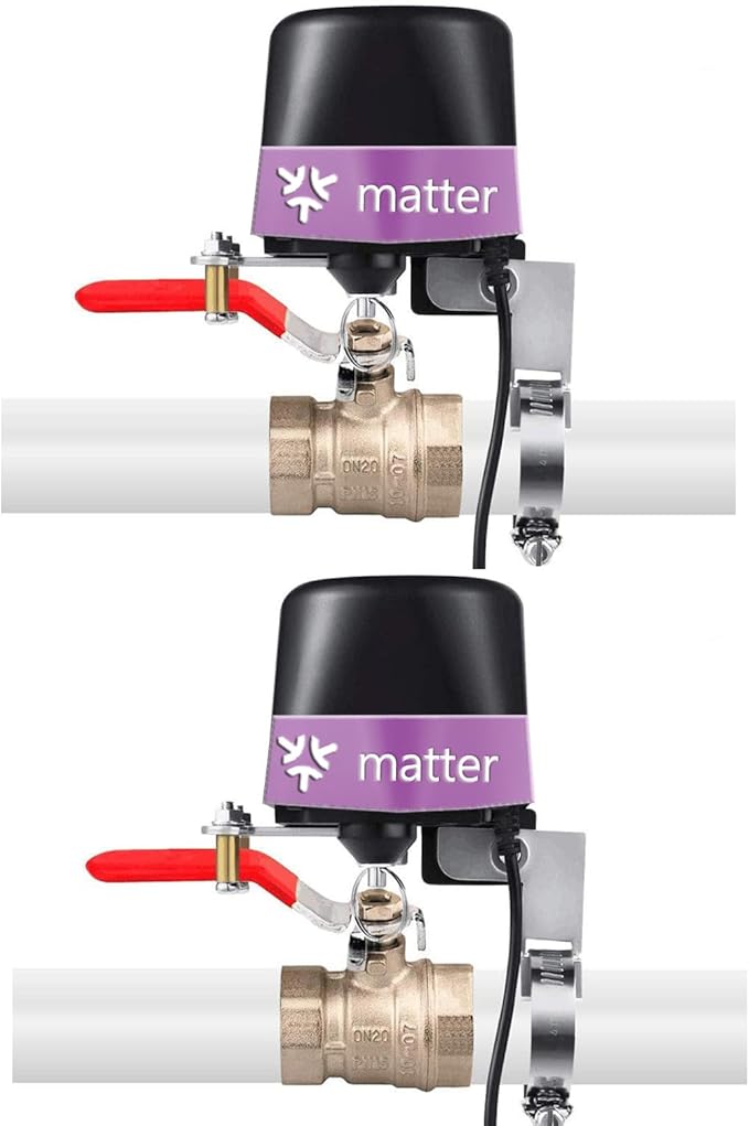 UseeLink Matter Water Valve, Smart Water Shut Off Valve, Automatic Valve Controller Timer,Compatible with Alexa,Apple Home, 2 Packs