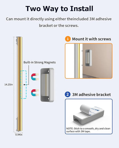 64 LED Under Cabinet Lights, 3 Color Dimmable Motion Sensor Indoor Closet Lights, 3600mAh Rechargeable Under Counter Light for Kitchen, 14 Inch Wireless Battery Operated Night Lighting