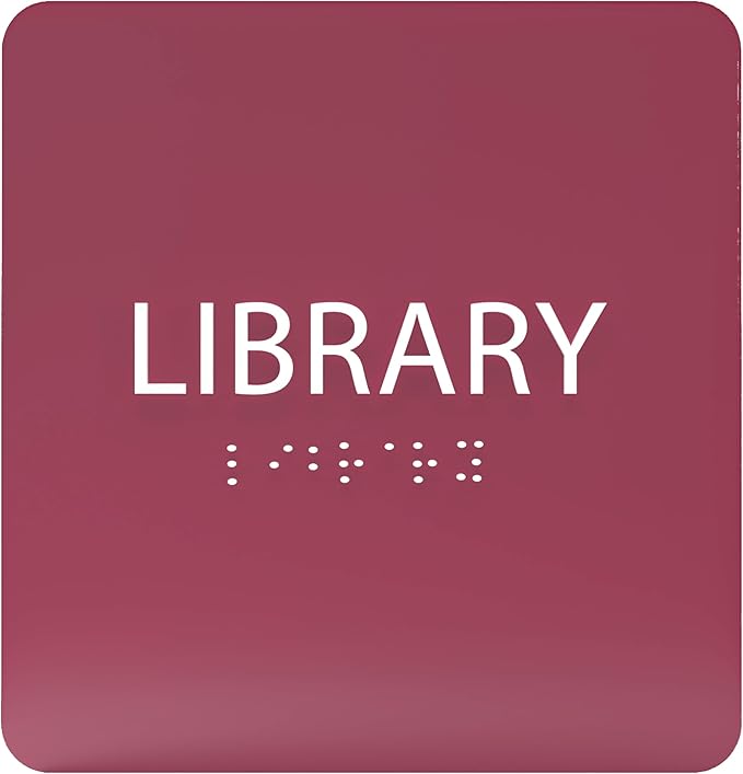 6" X6" Library Sign - ADA Compliant Tactile Graphics Grade 2 Braille Text Acrylic Wall Sign - Quiet zone, Information Convey, Group Study Room Door Signs for Office, School, Home