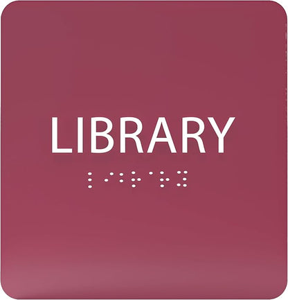 6" X6" Library Sign - ADA Compliant Tactile Graphics Grade 2 Braille Text Acrylic Wall Sign - Quiet zone, Information Convey, Group Study Room Door Signs for Office, School, Home