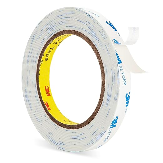 3M 1600T Double Sided Tape, PE Foam Tape 0.39" x 18 Ft White Removable Strong Adhesive No Residue for RV Picture Hanging, Posters Frames Wall Decor Indoor & Outdoor Use