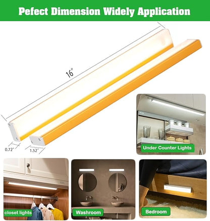 Under Cabinet Lights LED Closet Light Motion Sensor Wireless Rechargeable Battery Operated Magnetic Night Lights Counter Lighting for Kitchen,Hallway,closet,Stairs,Pantry (gold-warm white, 40cm)