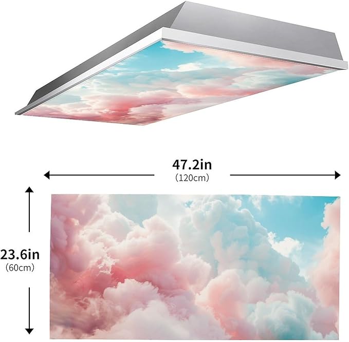 2PCS Fluorescent Light Cover for Ceiling Light Classroom-Cloud Magnetic Light Cover Fluorescent Light Shade Panel,Decorative Film Filter for Reducing Harsh Glare Flicker Home School Office Decorations