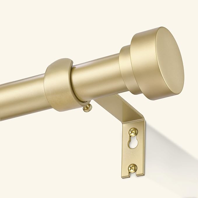 GEEBOBO Gold Curtain Rods for Windows 72 to 144 Inch, 1 Inch Adjustable Heavy Duty Decorative Window Curtain Rod, W1 (Gold, 32"-150")
