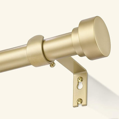 GEEBOBO Gold Curtain Rods for Windows 48 to 84 Inch, 1 Inch Adjustable Heavy Duty Decorative Window Curtain Rod, W1 (Gold, 32"-90")