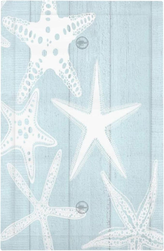 Beach Starfish Vintage Wood Rustic Country Ocean Light Switch Cover Plate 1 Gang No Device Blank Electrical Wall Plates Faceplate Decorative Switch Plate Covers for Farmhouse Kids Room Decor