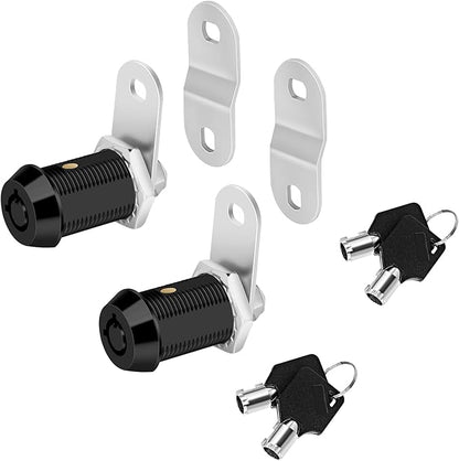Cam Locks RV Storage Keyed Alike, 1" Fits 3/4" Max Door Thickness, Compartment Locks for Camper Trailer Cabinet With Keys (Black, 1 Inch, 2 Pack)