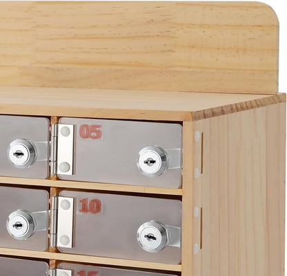 Cell Phone Locker Box 30 Slots Cell Phone Organizer Cabinet with Combination Locks Wall-Mounted Locking Cell Phone Storage Box for Classroom Office,Shool,Office (30 Slots, Wood+Acrylic)