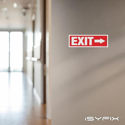 iSYFIX Exit Signs - 12 Pack 12x4 Inch Directional Arrow Signs, 40 mil Polystyrene Plastic, UV Laminated, Scratch & Fade Resistant, Waterproof - Ideal for Office, Theater, School, Business