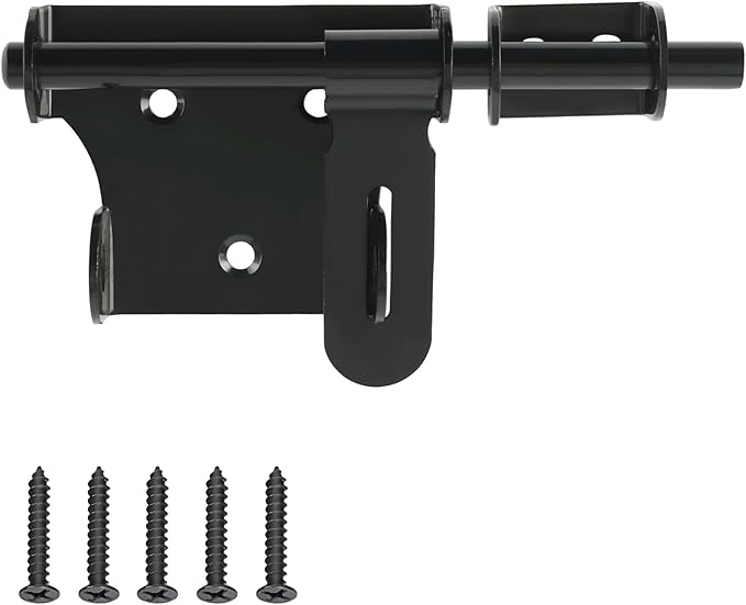 Alise 6 Inch Slide Bolt Gate Latch, Door Lock with Padlock Hole, Heavy Duty Stainless Steel Barrel Bolts Safety Door Lock for Wooden Fence, Outdoor Fence,Shed Door Black