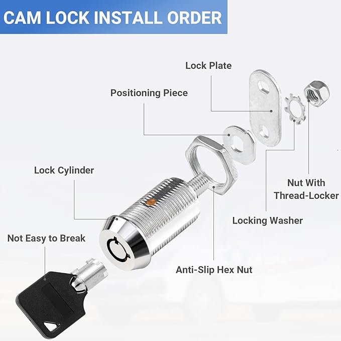 Cam Lock RV Storage Locks Keyed Alike,1-1/8" Fits on 7/8" Max Door Thickness, RV Locks for Compartment Door, Camper, Trailer, Cabinet Locks with Keys(1-1/8 Inch 2Pack)