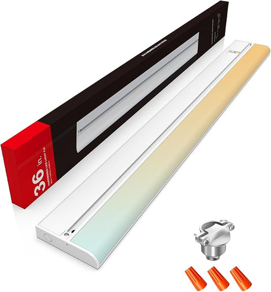 36 Inch Hardwired Under Cabinet Lighting, 3 Color Setting Dimmable LED Under Cabinet Lights Wired, 2000LM Linkable Under Counter Lights for Kitchen, 20W, CRI>97