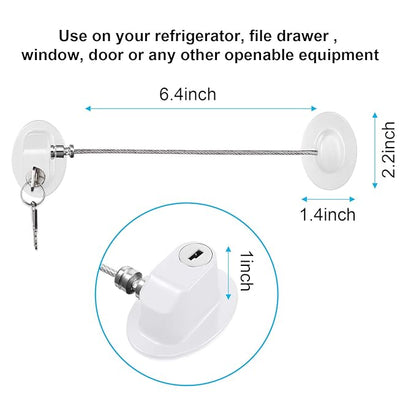 Hotop 4 Pack Cabinet Locks with Keys Mini Fridge Refrigerator Locks for Kids Toddlers Self Adhesive Child and Baby Proofing Safety for Deep Freezer Drawers Doors Latch(White)